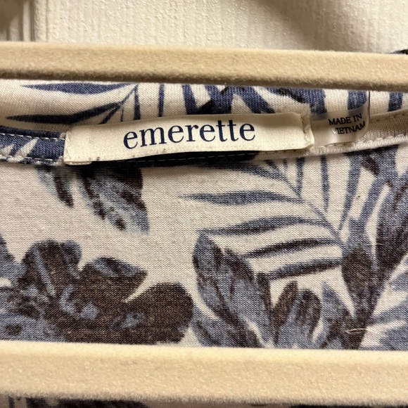 Women's Short Sleeve Tropical Print Tee - Blue and Gray - Picture 2 of 5